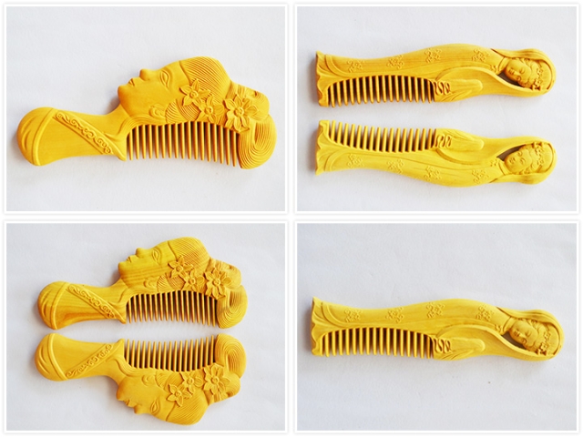 中國(guó)黃楊木工藝品數(shù)控雕刻機(jī)，用于制作木梳